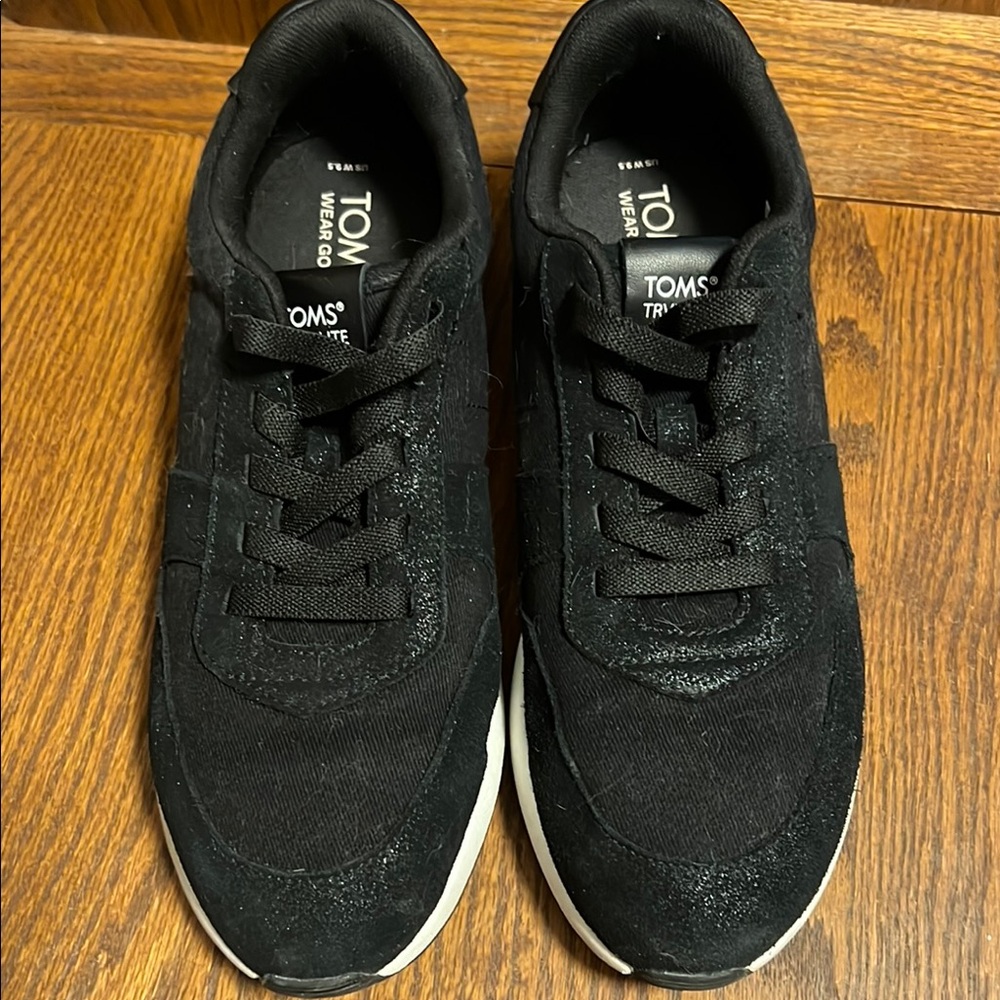 TOMS Black Canvas Sneakers with White Soles
